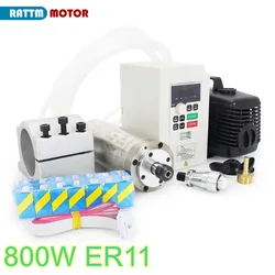 0.8KW 800W ER11 Water cooling spindle motor 24000rpm 110V 220V + 1.5KW Inverter VFD CNC Router Milling Kit