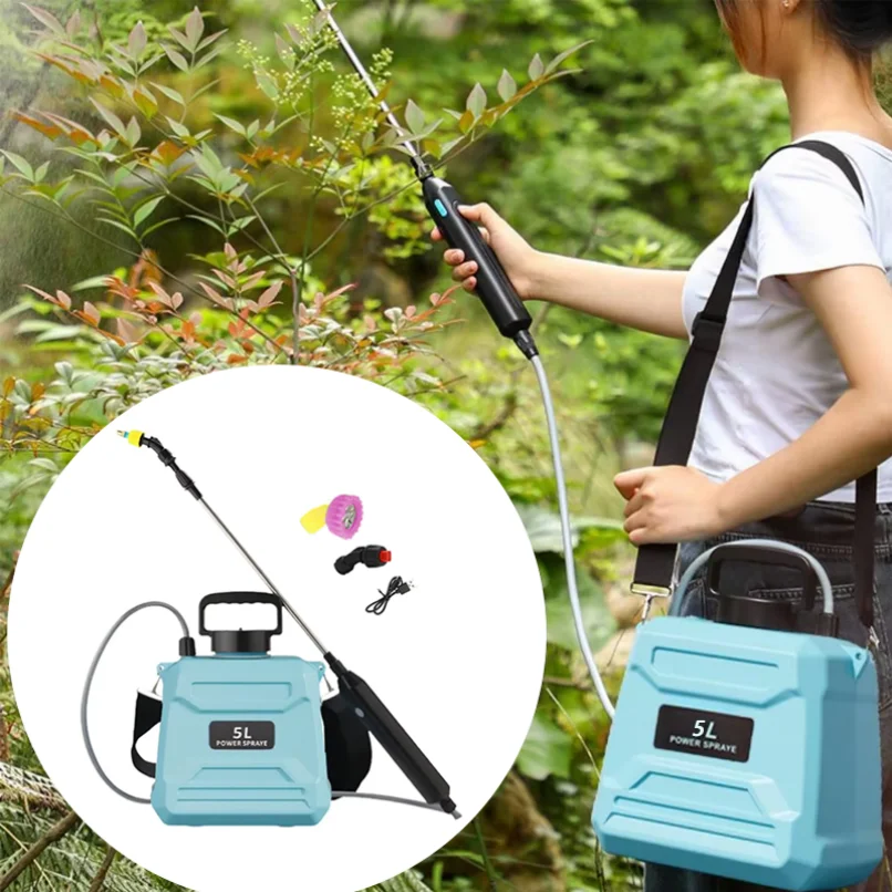 رذاذ زراعي جديد 5 لتر، رذاذ عالي الضغط من نوع حقيبة الظهر، رذاذ المبيدات الكهربائية لتطهير الري، أخضر/أزرق #4