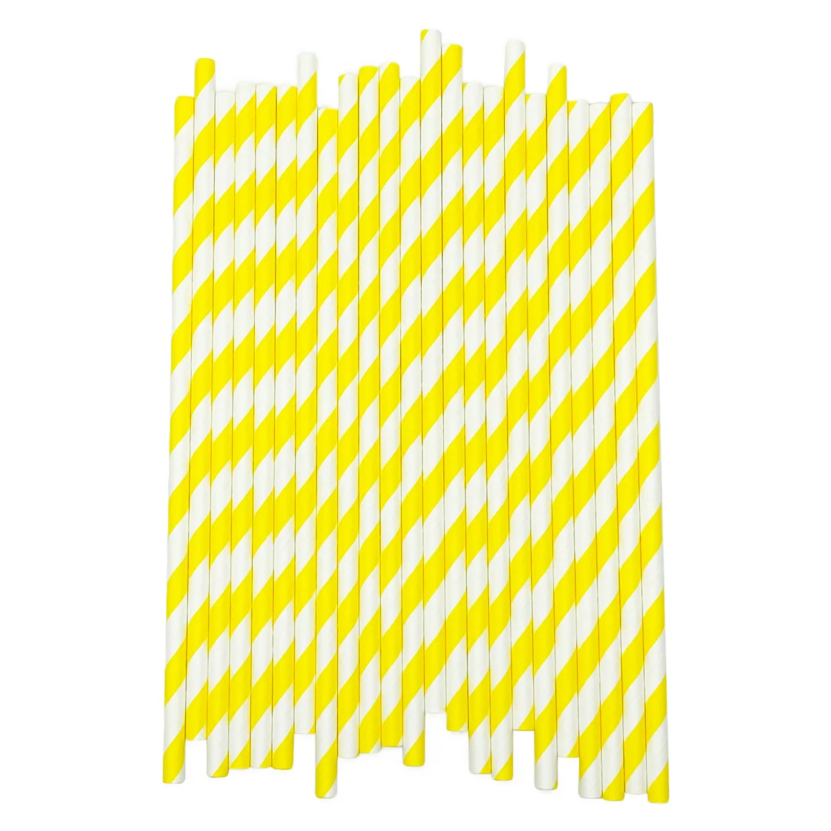 

100pcs biodegradable paper straws yellow stripe bulk flat tip cocktail straws Party Birthday wedding supplies 6mmx197mm