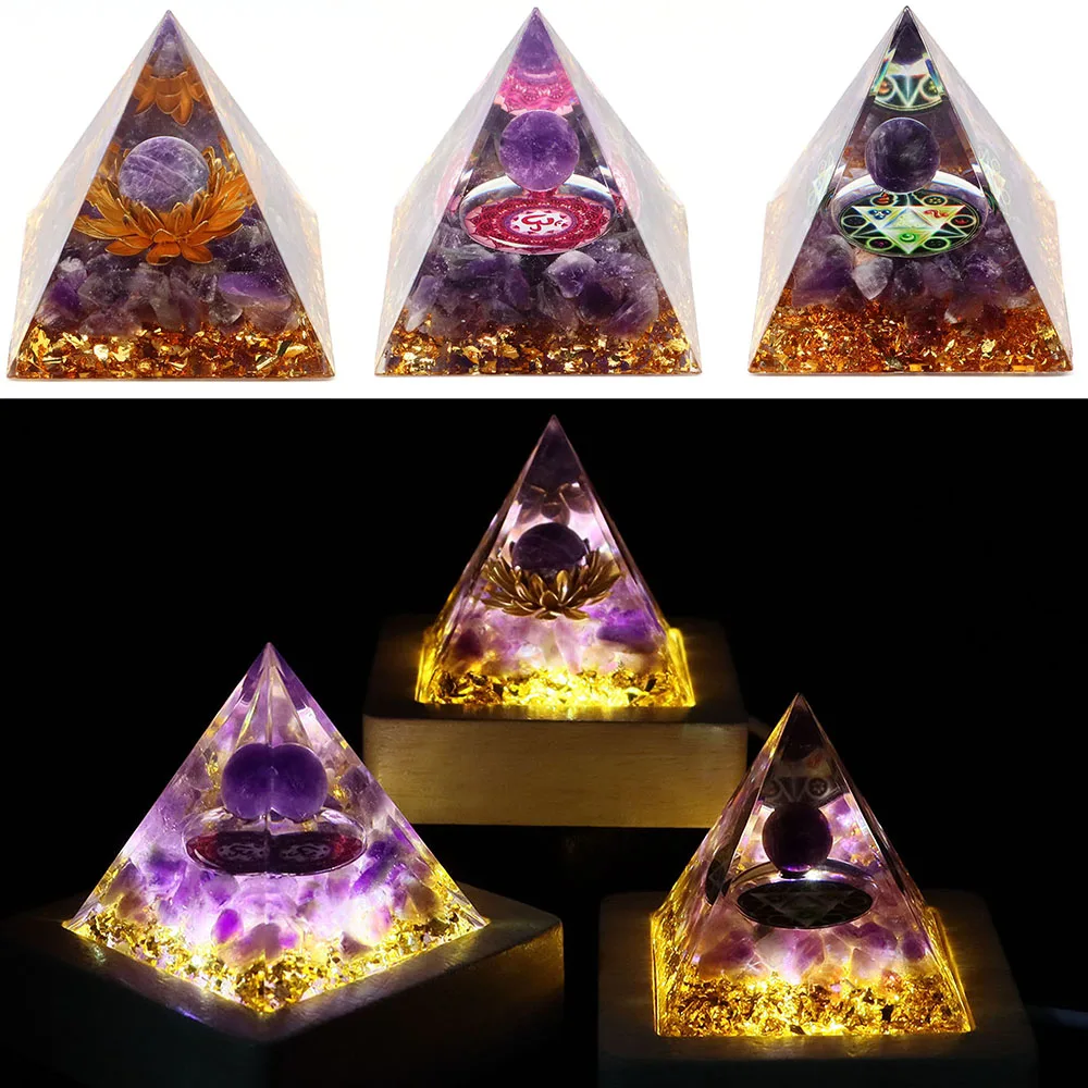 

Orgonite Pyramid Natural Stone Healing Crystals Energy Generator Healing Reiki Chakra Meditation Ornament Crafts Home Decor Gift