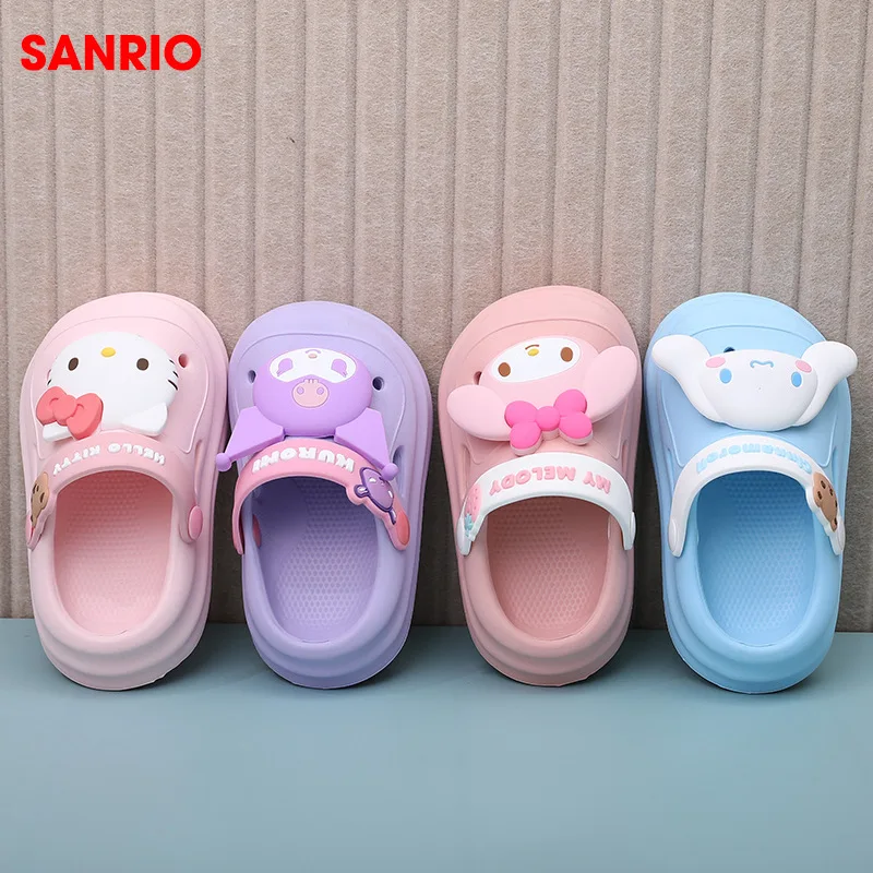 Sanrio Cinnamoroll Children Slippers Hello Kitty Cartoon Kawaii Cute Home Bathroom Bathing Anti-Slip Sandal Kids Girls Gifts