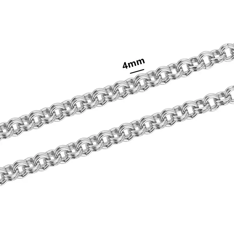 1Meter 4mm Stainless Steel Double Rings Link Chain Small Circle Loop Chain for DIY Necklace Bracelets Bag Chain Jewelry Findings