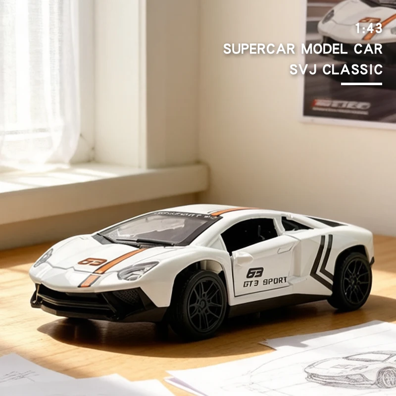 1:43 Alloy SVJ Track Supercar Race Die Cast Car Model Car Classic Hypercar Model Pull Back Car Model Miniature Vehicle Replica
