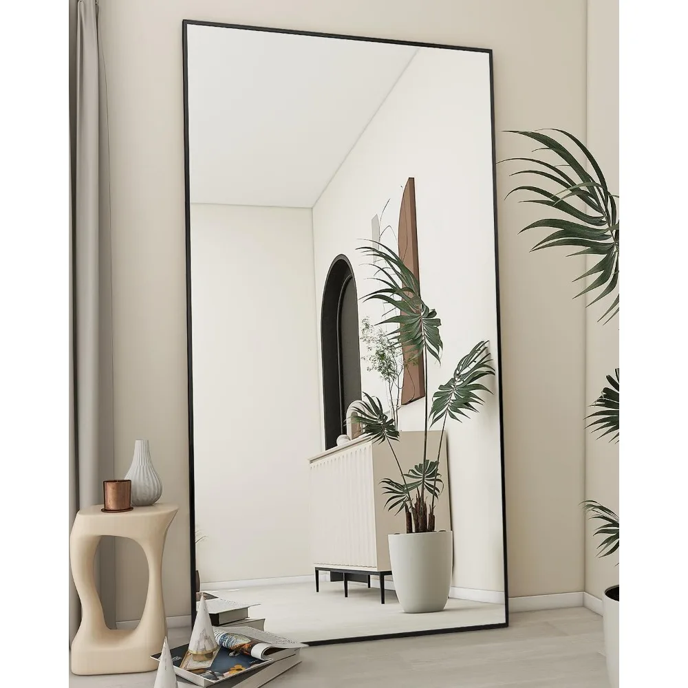 

Large Mirror Full Length 34"x76", Floor Body Mirror with Stand, Metal Frame Wall-mounted Vanity Mirror, Hanging Leaning or Stan