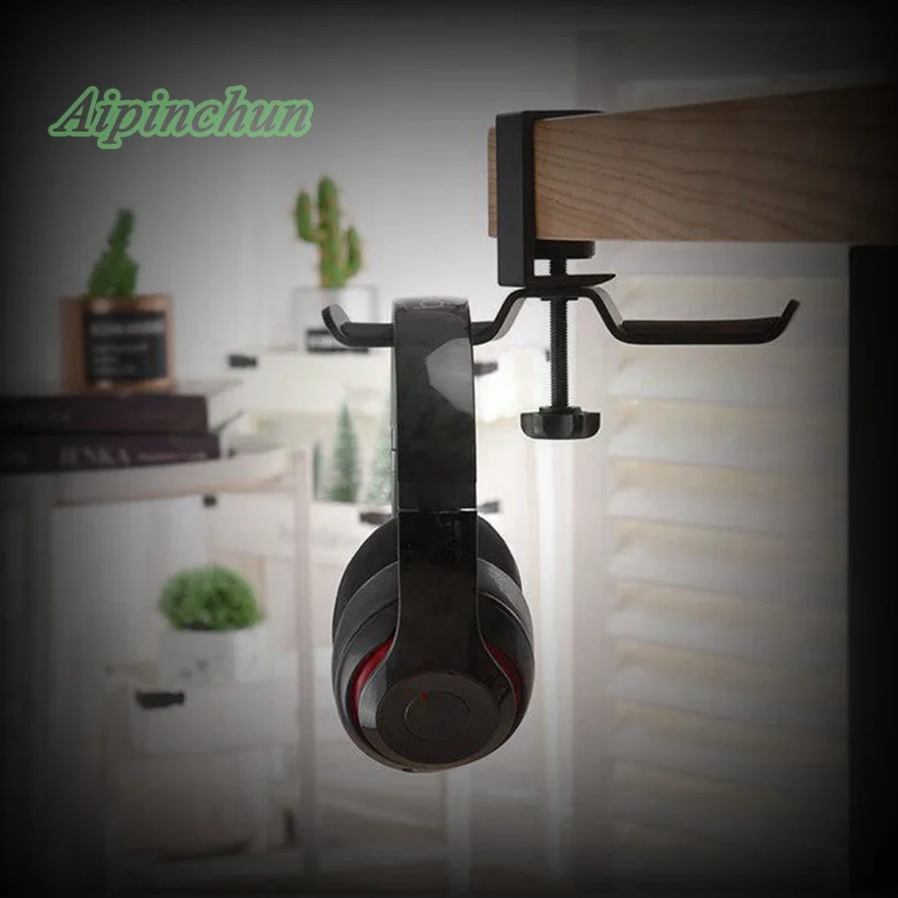 Aluminium Legierung Kopfhörer Halter Headset Halterung Aufhänger Metall Wand Clamp Haken Drehbare Doppel Kopfhörer Stehen Desktop Montieren