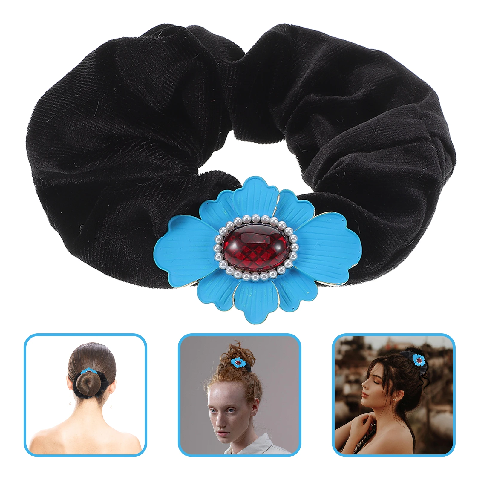 

Hair Ring Ties for Daily Wear Elastic Scrunchies Thick Decorative Flower Casual Accessories