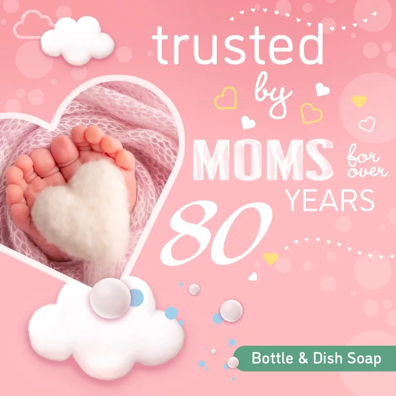 Plant-Based Liquid Dish Soap and Dishwashing Detergent for Baby Bottle, Fragrance Free Baby Essentials, 18 fl oz image 5