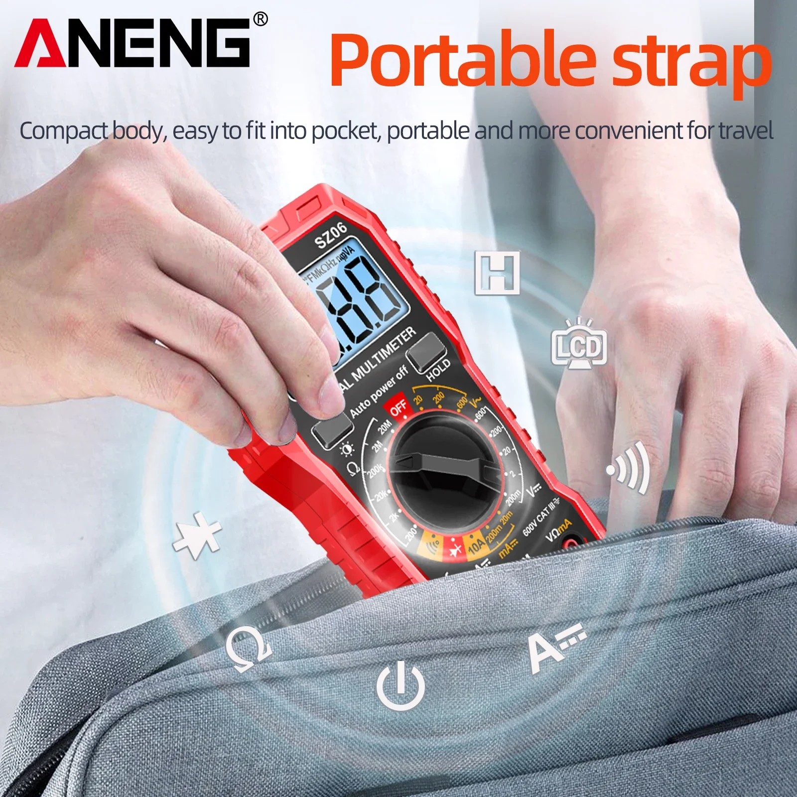 ANENG SZ06 Multifunctional AC/DC Voltage Meter Current Smart Digital Multimeter Resistance Portable Electrician Profession