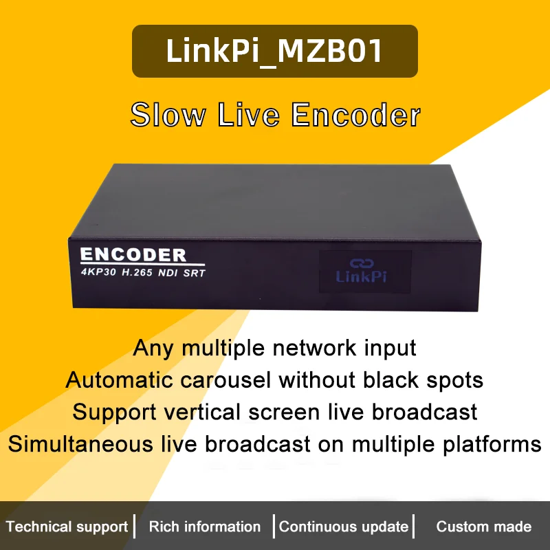 

Link Pi MZB01 Slow Live Multi Camera Encoder Rtmp Video Number Hisilicon Hi3521DV100 HDMI/SDI/3.5mm Line-In RTSP/RTMP/HTTP/HLS