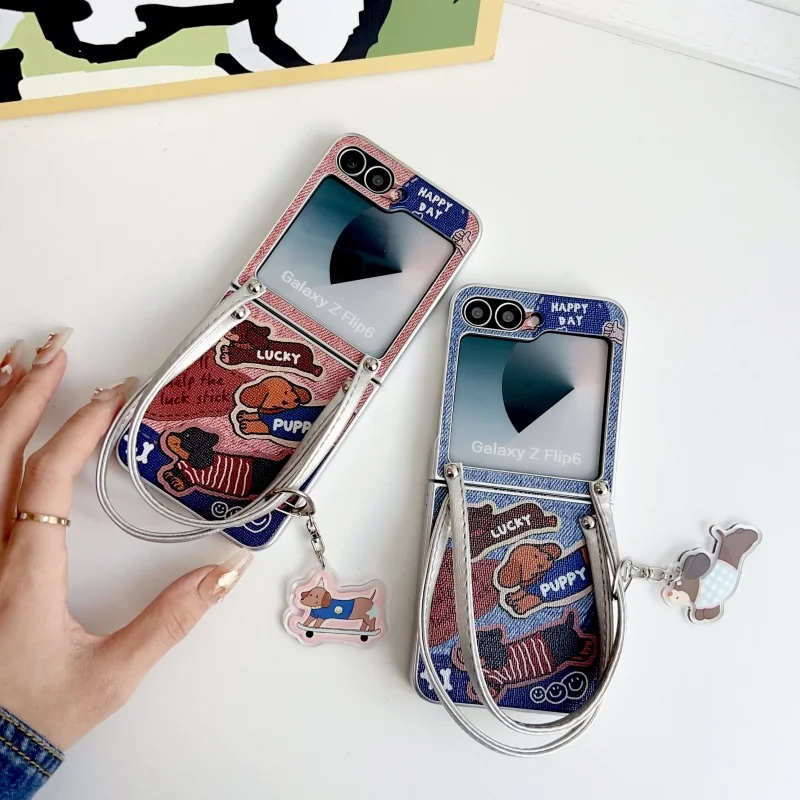 

Phone Case for SAMSUNG ZFLIP3 4 5 6 Luck Puppy Patterned Huawei ZFLIP3 4 5 6 Fashion Bracelet Phone Case