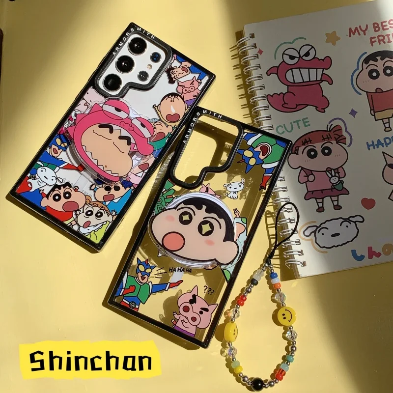 Funda de carga inalámbrica para Samsung S23 S24 S25 Ultra Plus, soporte magnético con crayón de dibujos animados de cómic japonés shin-chan snot Boochan Magsafe
