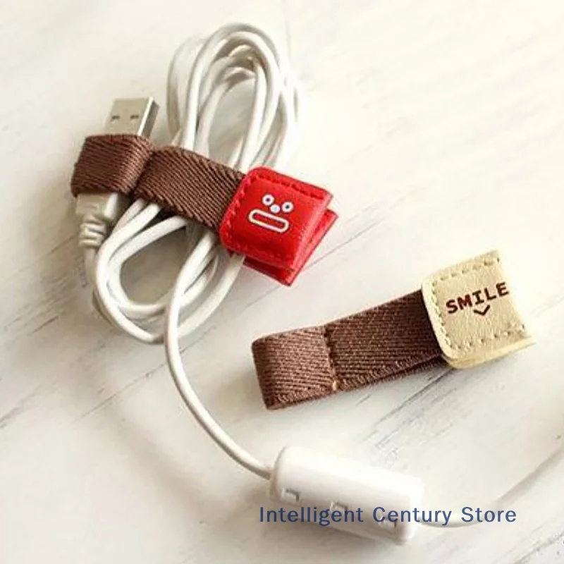 1 Pc/Lot Leather Headphone Cable Winder Headphone Cable Organizer Consumer Electronics Parts and Accessories