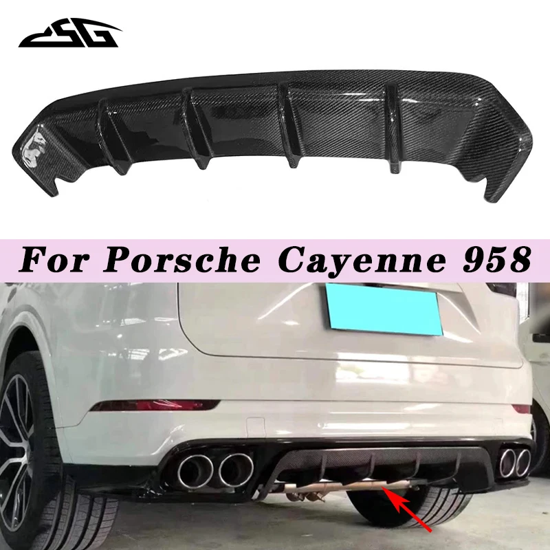 

For Porsche Cayenne 958 GTS Carbon Fiber Rear Bumper Lip Diffuser Cover Splitter Rear Lip Body Kit Car Accessories