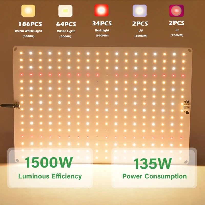 Quantum Board Dimming 1500W LED Grow Lamp Full Spectrum Plant Growth Fill  Lights for Flower and Vegetable Seedling Cultivation