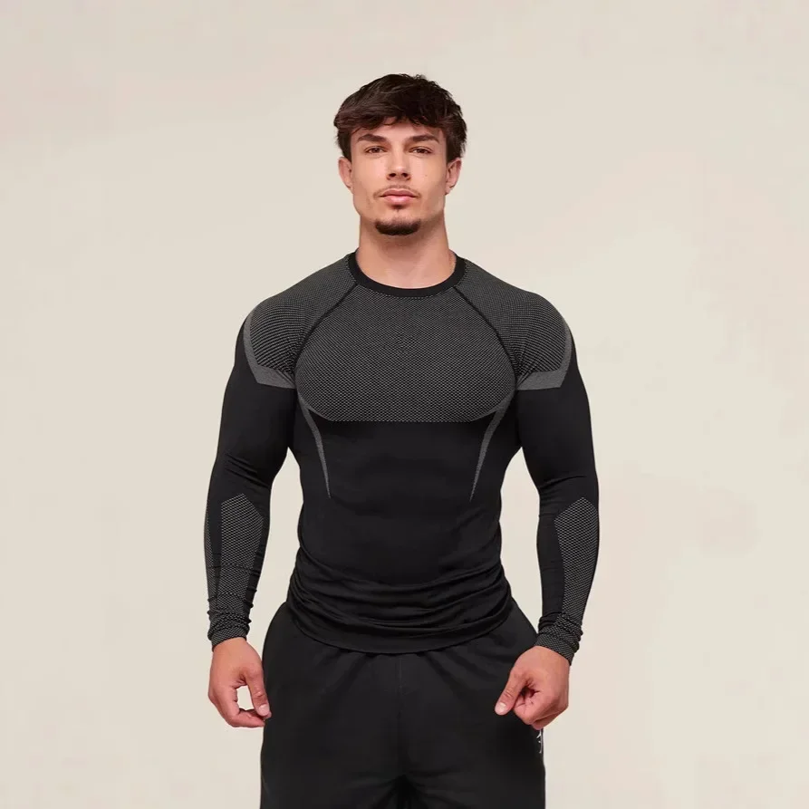 

Новинка 2023 года, мужская футболка с длинным рукавом для мышц, фитнеса, бега, дышащая, эластичность, баскетбольная тренировка и летняя спортивная одежда