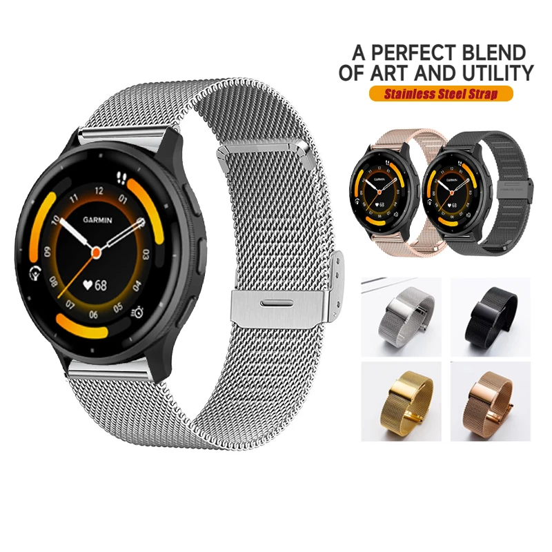18 20 22mm Metal Band Fashion Milanese Stainless Steel Strap For Garmin Venu 4 3/Venu 4s 3s 2s SQ 2 /Vivoactive 6 5 4 / Active 6