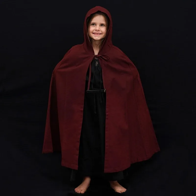 

Womens Hooded Open Cardigan Cowl Neck Long Robe Halloween Witch Costume Role Play Fashionable Autumn Polyester Gown