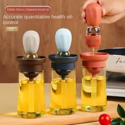 Oil Brush Quantitative Bottle, Food Grade Silicone Brush, High-temperature Resistant Pancake Baking Integrated Brush Spice Jar