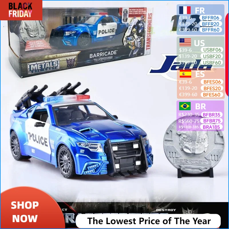 Jada 1:24 Transformers barricata auto della polizia alta simulazione pressofuso auto in lega di metallo modello di auto giocattoli per bambini