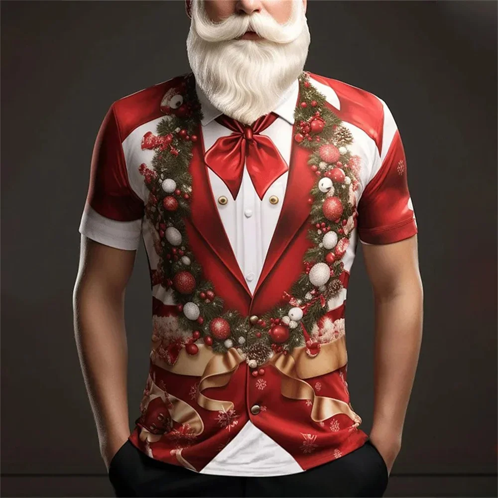 Fun role-playing Merry Christmas 3D Prin sport Quick-dry Breatha Men T-shirt Outdoor Street Fashion Casual Parent-Child Clothing