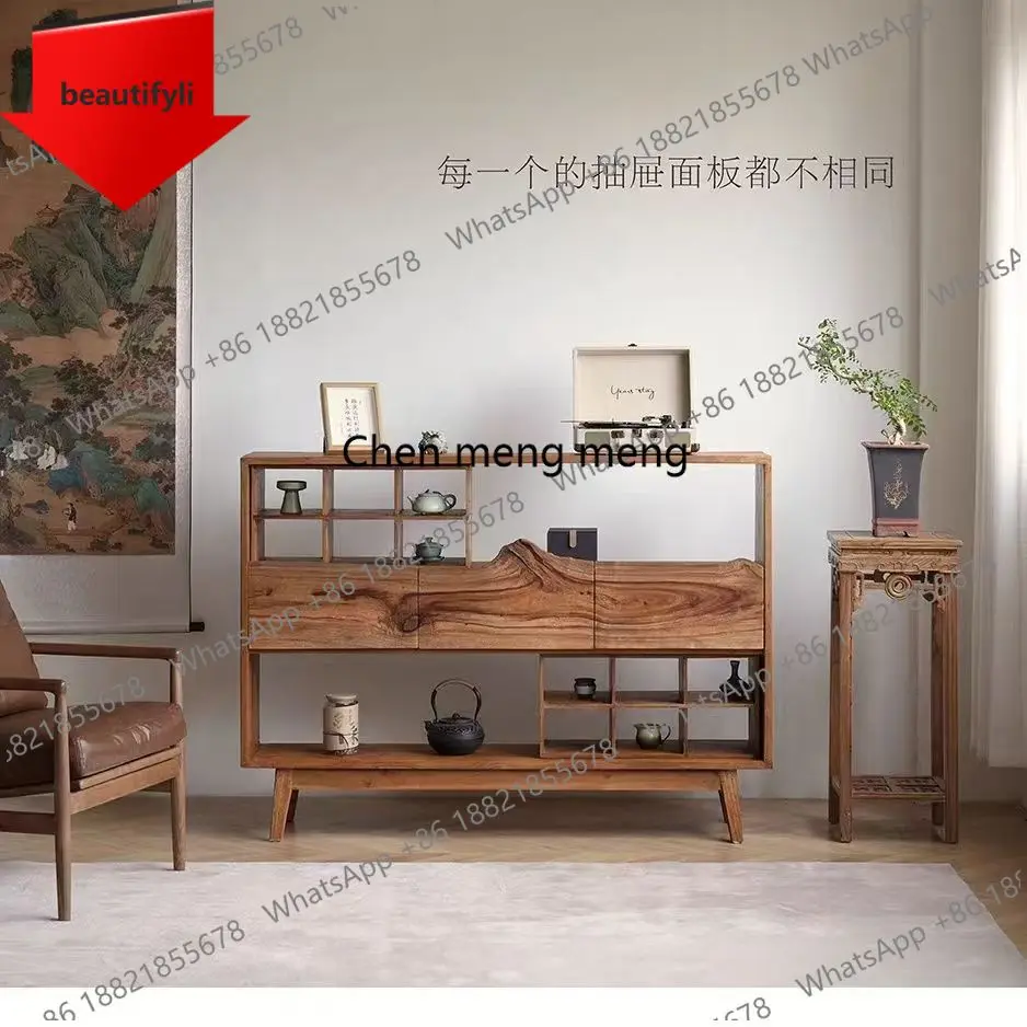 X188 Wabi Sanfeng Teacup Cabinet Bogu Rack Display Old Wooden Edge Cabinet Lattice Edge Cabinet Famous Store Storage