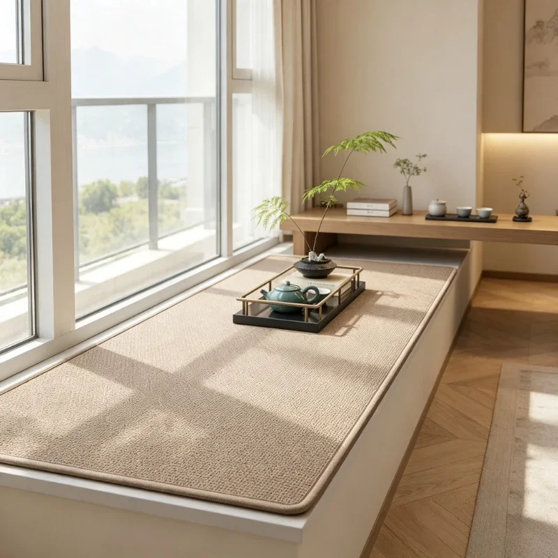 Japanese Cotton Linen Bay Window Cushion Non Slip Seat Pad Four Season Bedroom Balcony Window Bench Mat Home Cushion 창가 쿠션