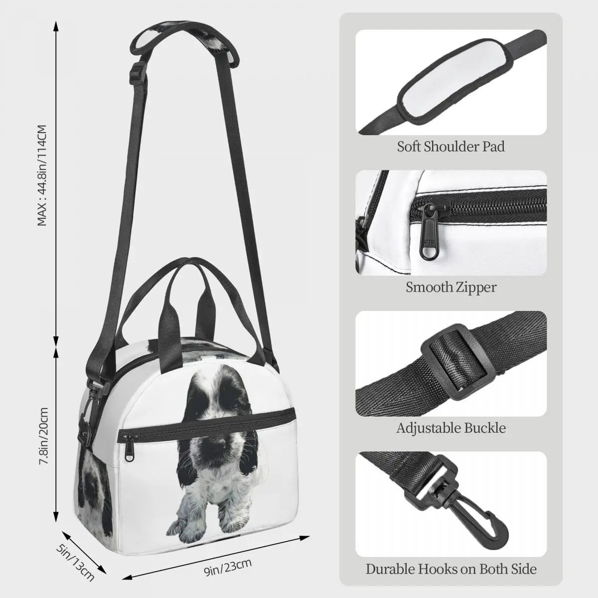 Cocker Spaniel Blue Roan Puppy Dog Lunch Bags Insulated Bento Box Portable Lunch Tote Picnic Bags Thermal Bag for Woman Office