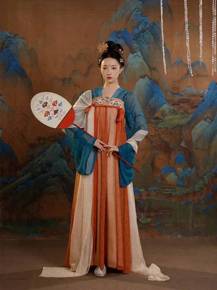 Original Tranditional Han Costume Qing Ping Le Cos Tang Dynasty Chest Length Ru Skirt Ancient Style Immortal Summer Dress Suit