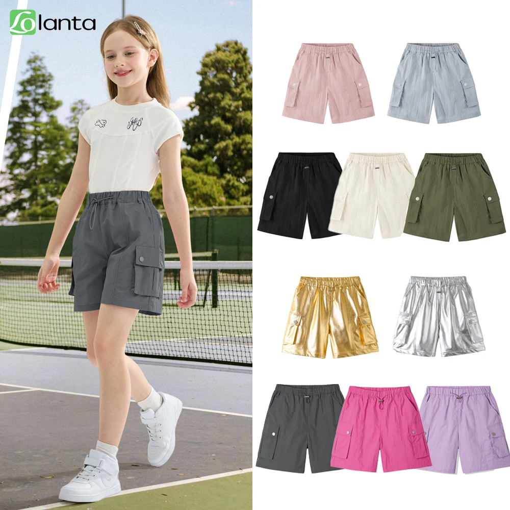 LOlanta Kids Shorts Summer Sports Casual Outdoor Running Lightweight Quick Dry Parachute Pants with Pockets Boys Girls 5-12 Year