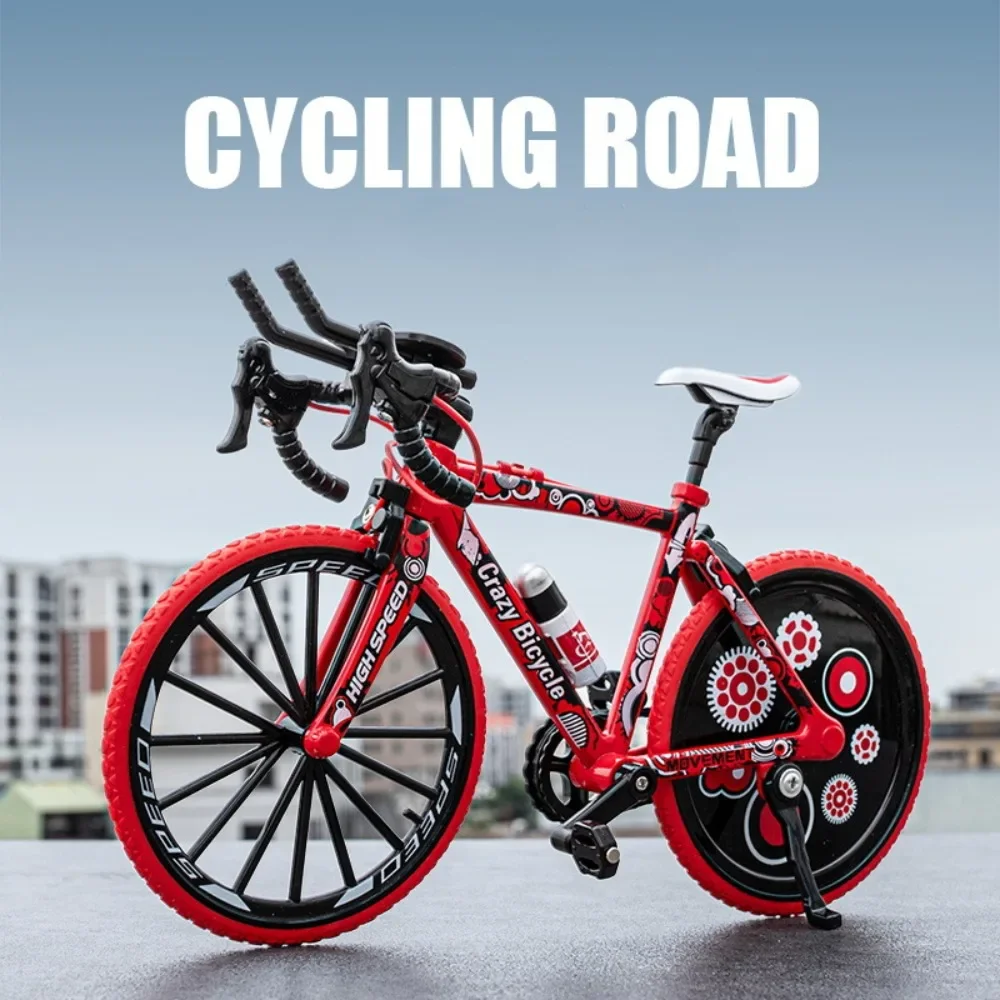 1:8 Elbow TT Racing Road Bike Model Toy Car Alloy Body Rubber Tire Steering Multi-joint Movement Shock Absorption Bicycle Models