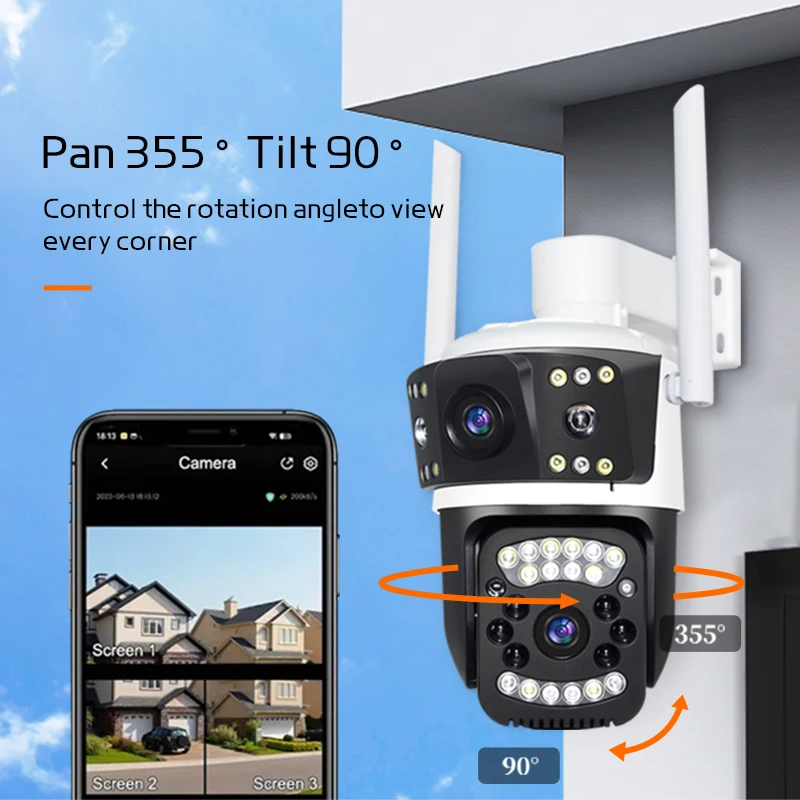 Imagem -05 - Outdoor Dual Lens Screen ip Cctv Câmera Câmeras de Segurança Telas de Proteção Detecção de Movimento Wifi Ptz 6k 12mp