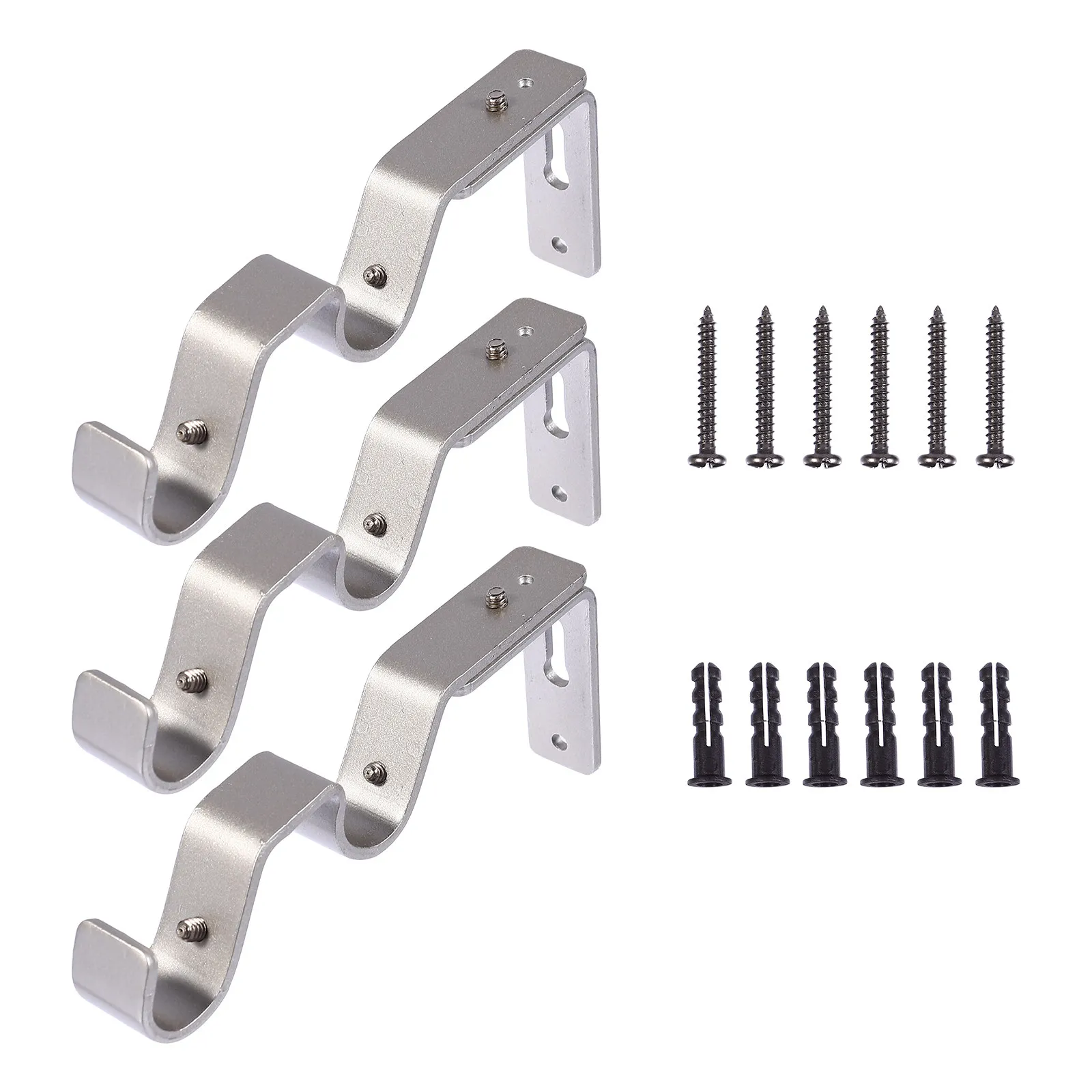 3Pcs Curtain Rod Brackets Premium Sturdy Household Supports for Double Rod Curtains Curtain Pole Accessories Drapery Pole Racks