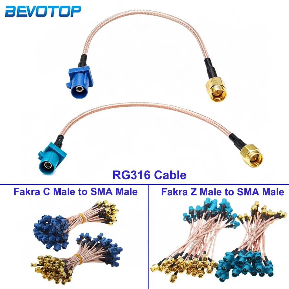 1Pcs Fakra C/Z Male Plug to SMA Male Connector Car GPS Navigation Antenna Extension Cord RG316 RF Coax Pigtail Jumper Cable