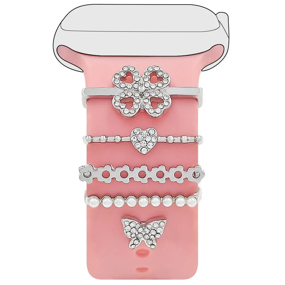 다이아몬드 스트랩 장식 반지 시계 밴드 쥬얼리 금속 매력 장식 액세서리 애플 시계 밴드에 대한 패션 팔찌 장식