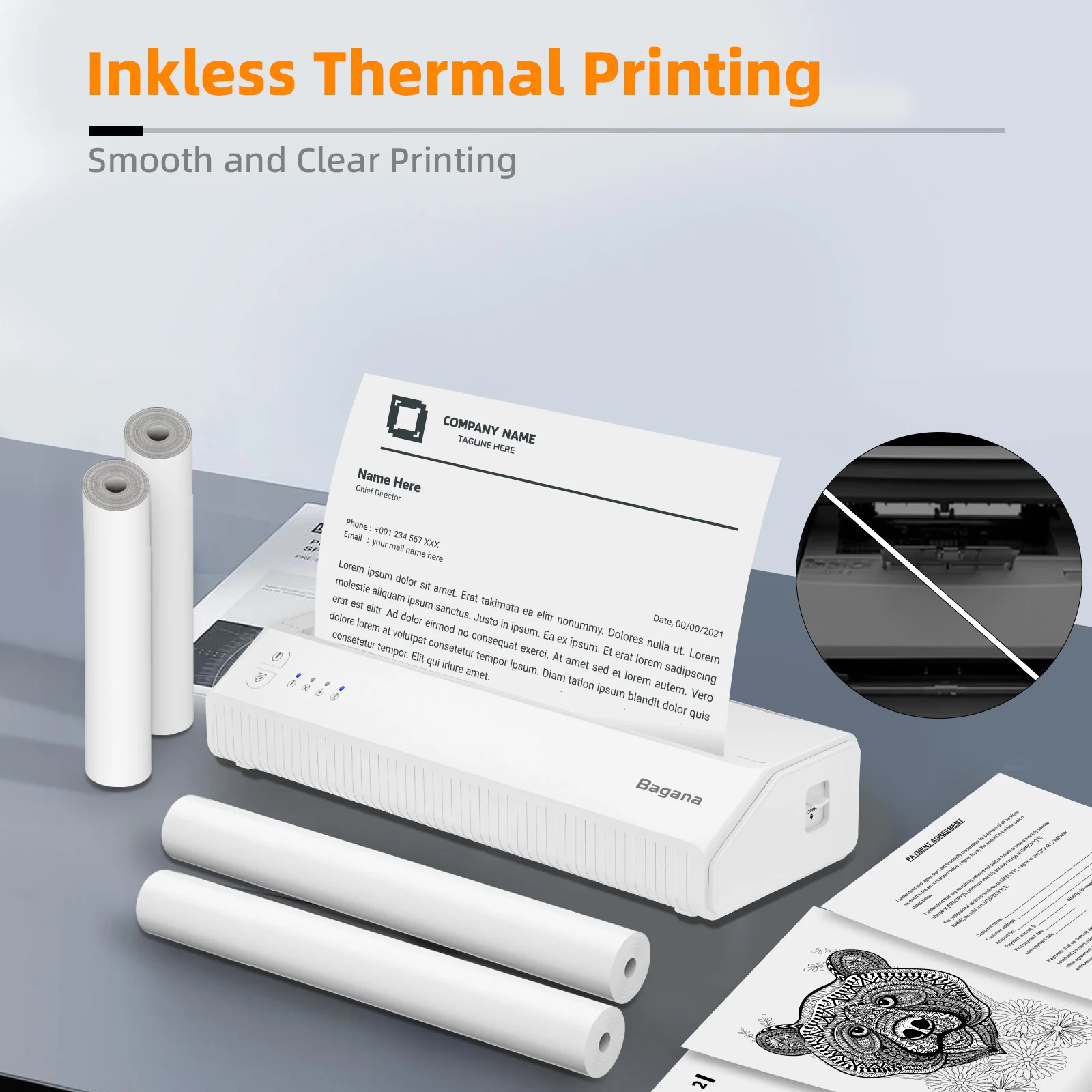 A4 Thermal Paper Roll 216mmx30mm US Letter Thermal Paper Roll 210x30mm for A4 Bluetooth P8008WD Portable Printer Paper Roll