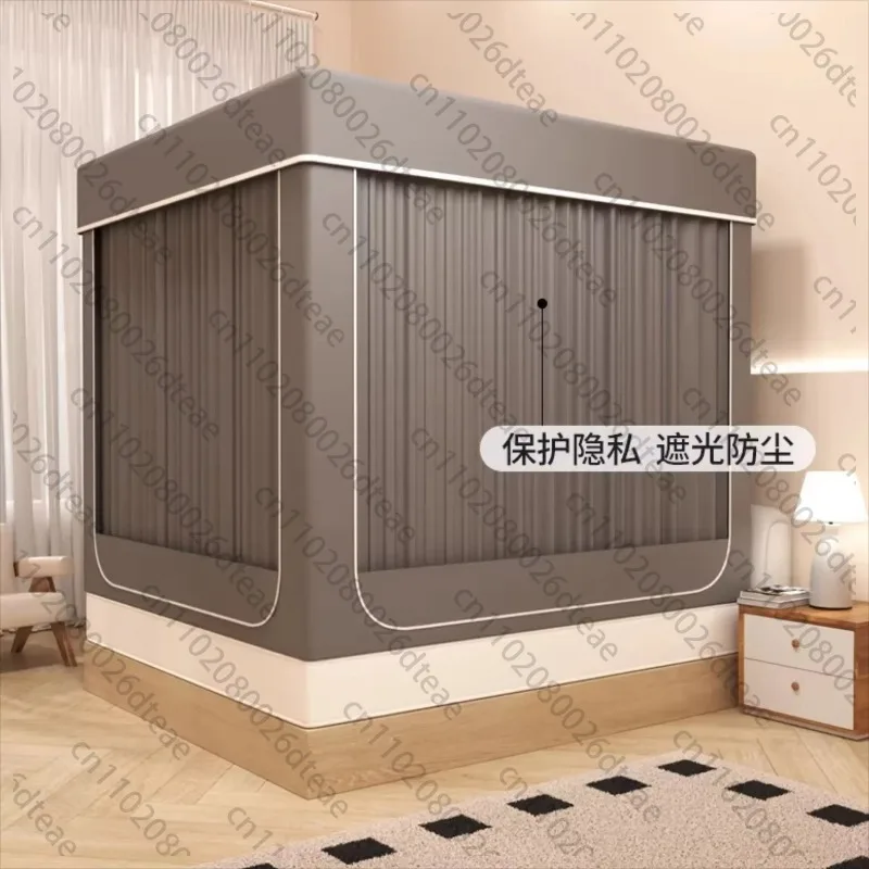 Bed Canopy & Mosquito Net: Fully Blackout, Enclosed Bedroom Curtain for Student Beds, All-in-One Home Use