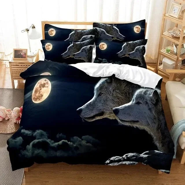 

3D Wolf Bedding Set Animal Comfortable Duvet Quilt Cover Pillowcase Bedding Set Children Bedroom Decoration Home Textile