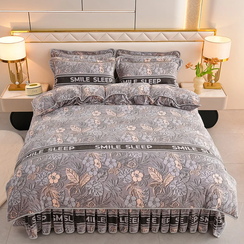 

Зимний фланелевой пододеяльник с принтом для зимних цветов, мягкий теплый сохраняющий тепло, пододеяльники, молочный бархат, кровать размера «king-size»