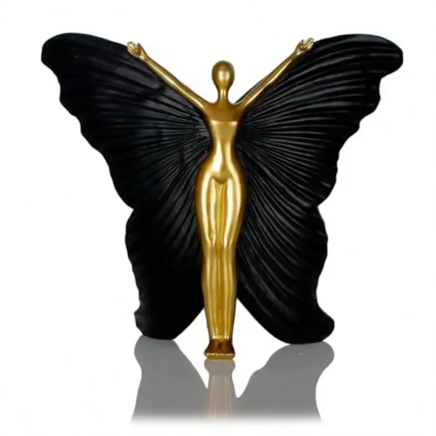 

Black Fairy Statues And Figurines Indoor Table Decor - Abstract Modern Home Sculpture - Resin Fairyland Fairy Statue For Home Office And Bedroom Drer Decor