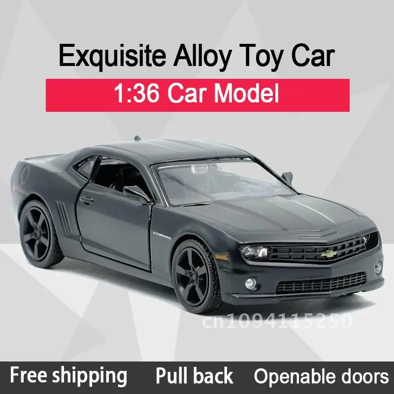 RMZCITY 1:36 Camaro Cool Black Sports Car Alloy Diecast Car com brinquedo presentes brinquedo para coleção de modelos crianças puxar para trás