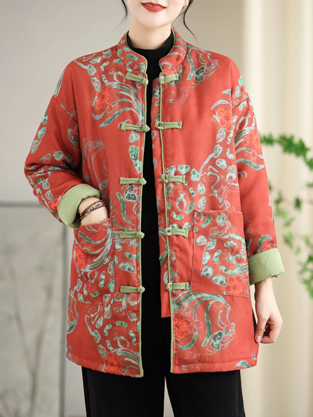 

Новое китайское женское хлопково-льняное пальто-манто с пуговицами, теплое ретро-гитарное пальто в стиле дзен, зимнее Thiened Long Sve