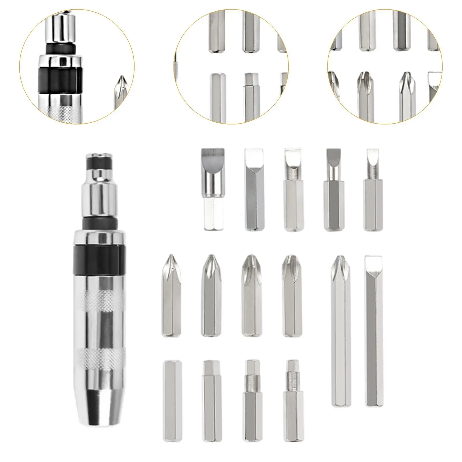 16 Pieces Impact Screw Driver Set Multi-use Damaged Screw Extractor for Tight Spaces Removing Rusted Fasteners Car Repairs