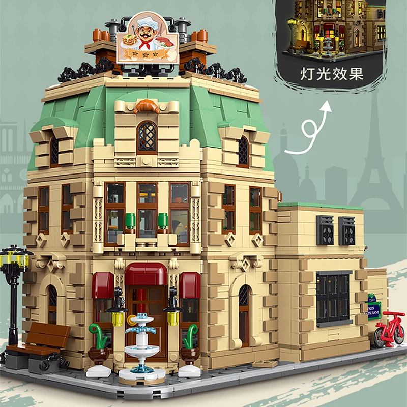 New 10212 3104pcs City Street View Paris Restaurant Construction Building Blocks Bricks Assembling Toys for Children Gift Set