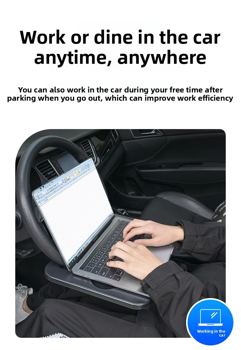 Universeller Auto-Laptop-Tisch für das Lenkrad, tragbarer Auto-Schreibtisch, Ess- und Getränkehalter, Auto-Sitzlücken-Aufbewahrung – Detail 6