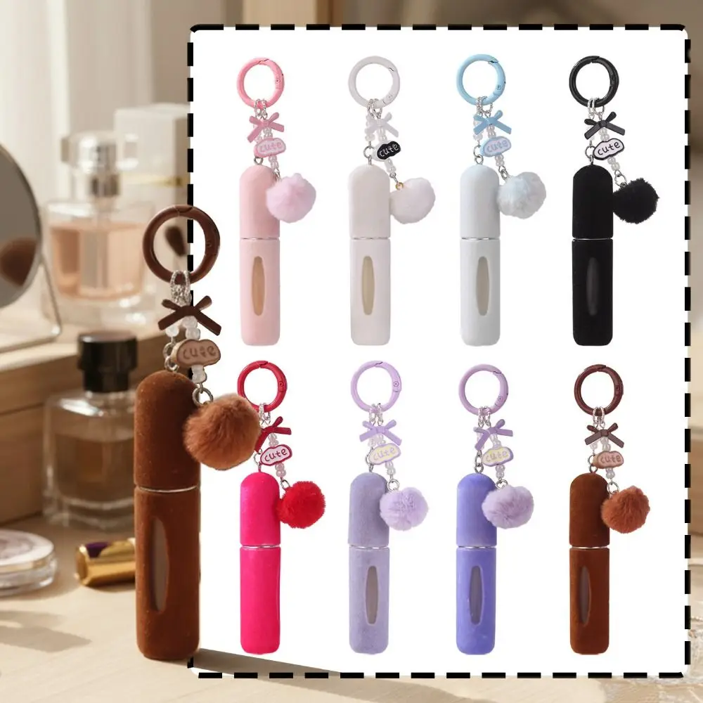 

Portable Mini 5ml Bottle Bottom Refillable Bowknot Empty Bottle Hanging Keychain Leak Proof Spray Liquid Bottle Women