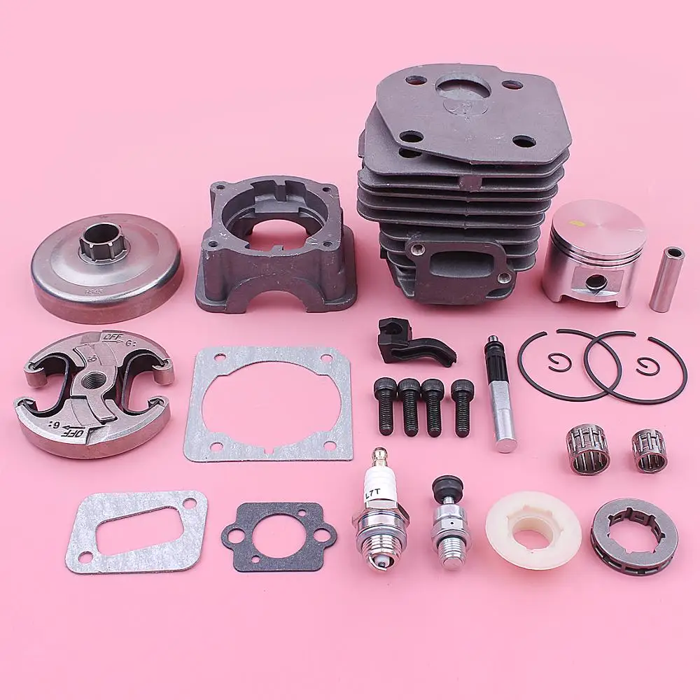 45mm Cylinder Head Pan Base Kit For Husqvarna 350 351 353 346XP 537253002 503 88 59 01 503980002 w Piston Clutch Drum Sprocket