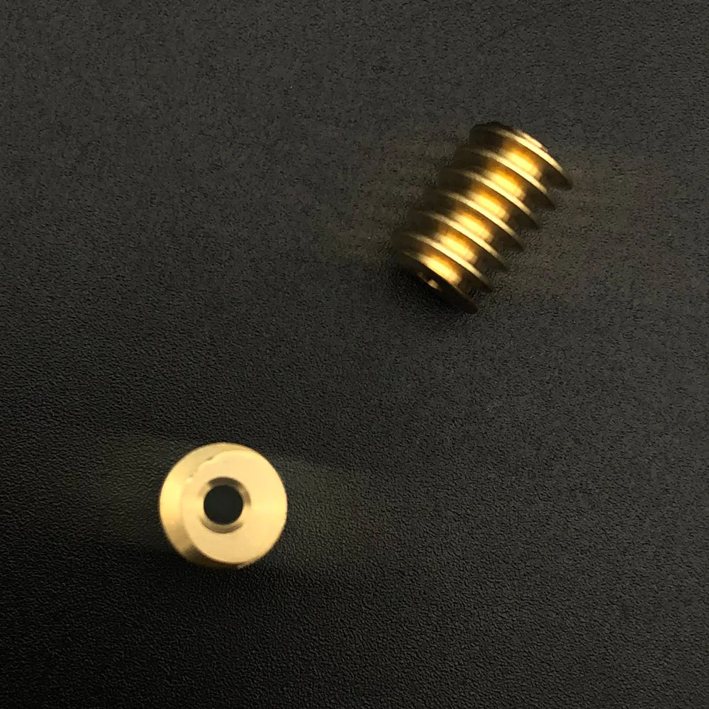 Latão Worm Gear Reduction com cabeça única, 0,5 Abertura do módulo, furo, 2.3mm, 2.28mm, 2.3A, ângulo de hélice, 4 °, 46 ', L, H, 10mm, 7 milímetros, 2 PCes