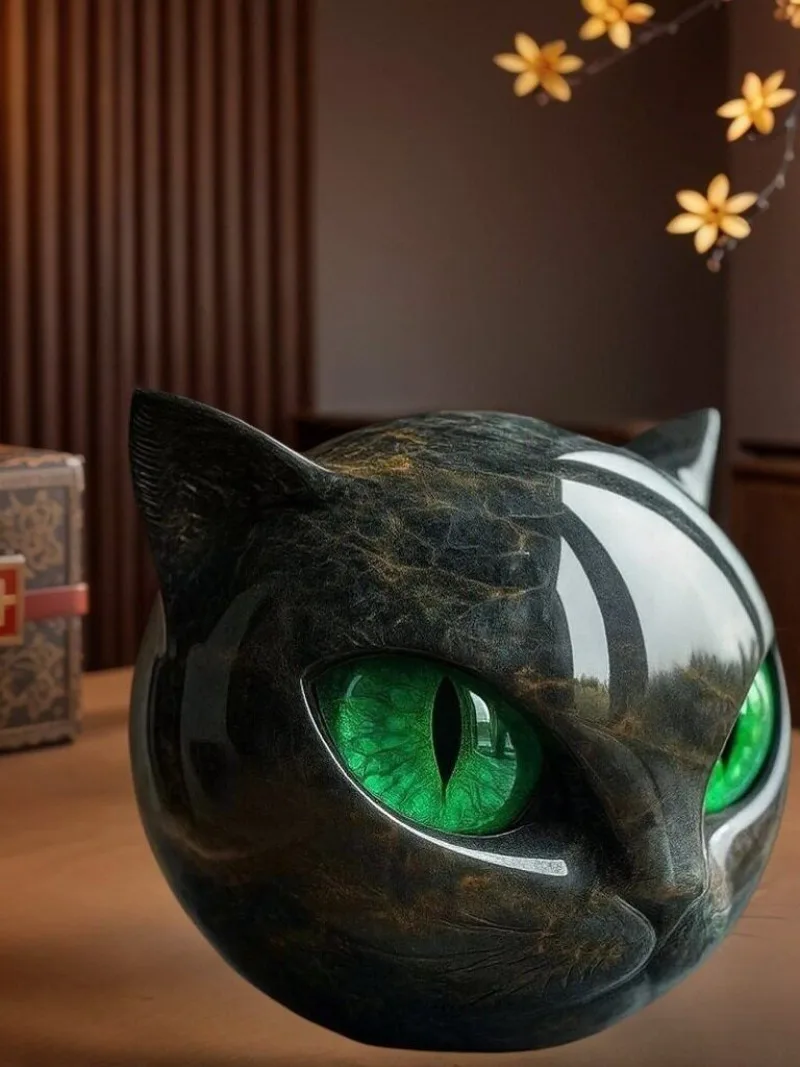 Luxury Black Cat Resin Ornament 2026 New Style Cat Stone Decor Home Tabletop Decoration for Living Room Bedroom Study Desk Decor