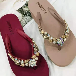 Glitzerschuhe für Frauen, Strasssteine, Strandruhschuhe, hawaiianische Gelee -Sandalen, Outdoor -Mode, Sommer, 2023 8 Haupthawaii -Hausschuhe mit Glitzer - №1