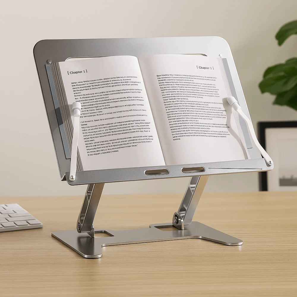 

Регулируемая по углу наклона подставка для чтения книг, складной держатель для книг с зажимом, металлический кронштейн для чтения и заметок